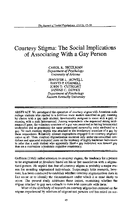 (PDF) Courtesy Stigma: The Social Implications of Associating with a ...