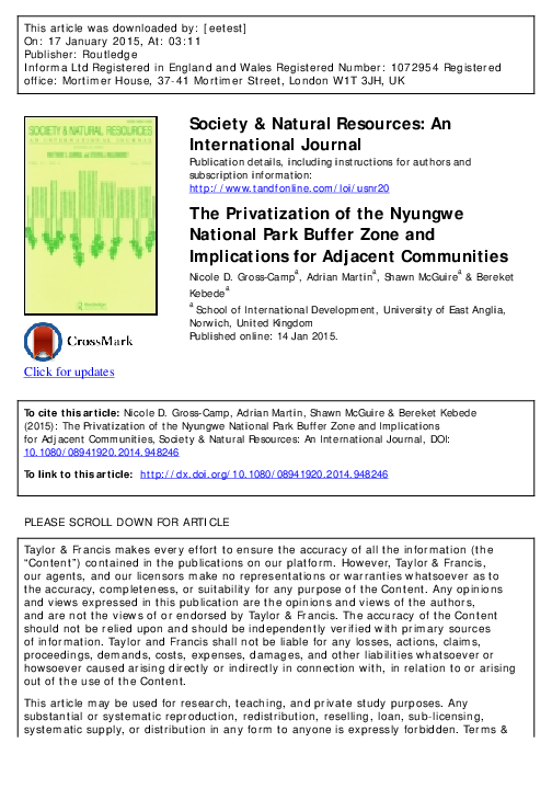 (PDF) The Privatization of the Nyungwe National Park Buffer Zone and ...