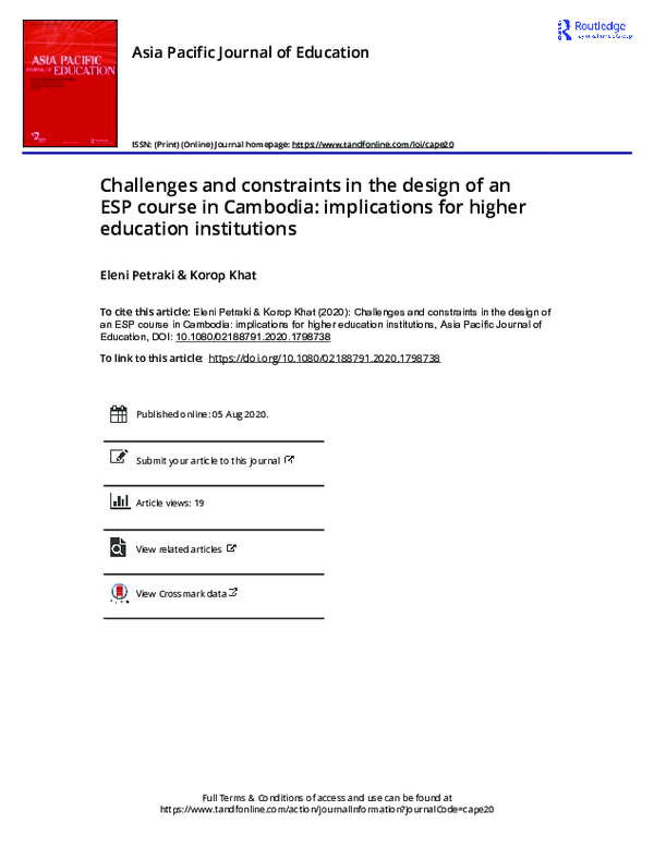 (PDF) Challenges and constraints in the design of an ESP course in ...