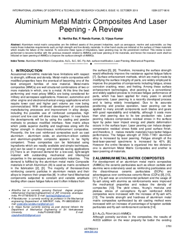 (PDF) Aluminium Metal Matrix Composites And Laser Peening -A Review