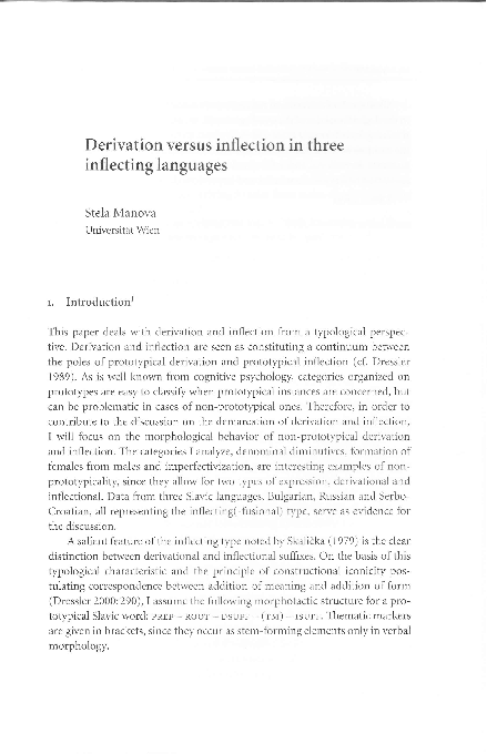 (PDF) Derivation versus Inflection in three Inflecting Languages