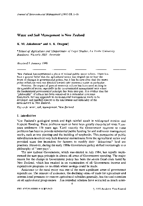 (PDF) Water and soil management in New Zealand