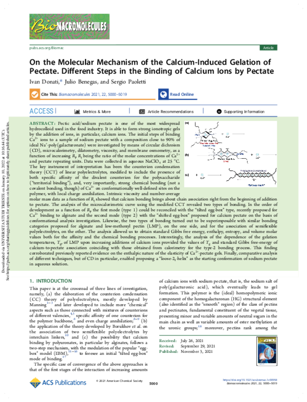 (PDF) On the Molecular Mechanism of the Calcium-Induced Gelation of ...