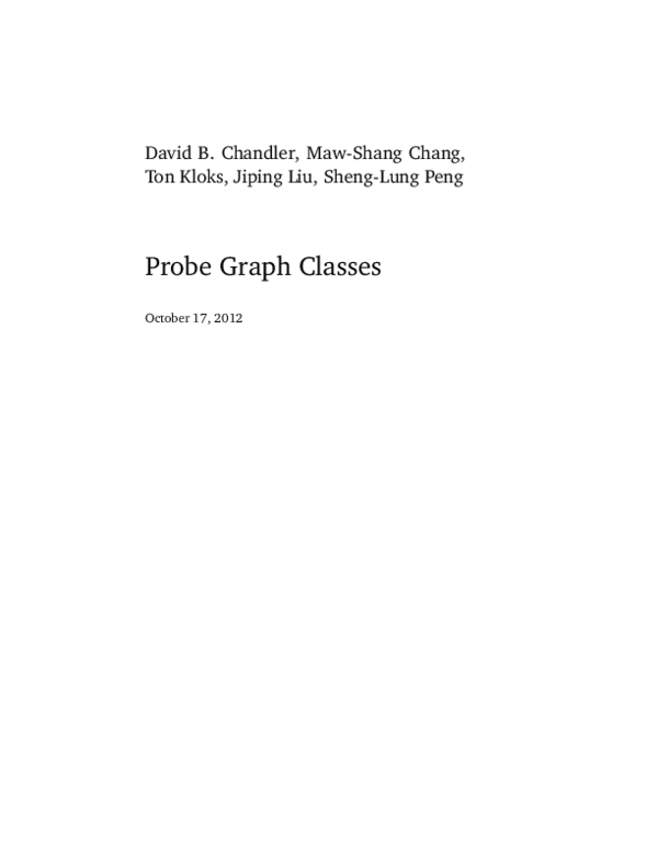 (PDF) Probe Graph Classes