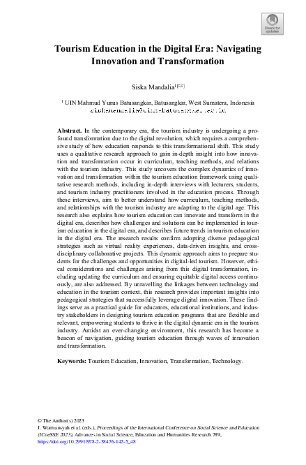 (PDF) Tourism Education in the Digital Era: Navigating Innovation and ...