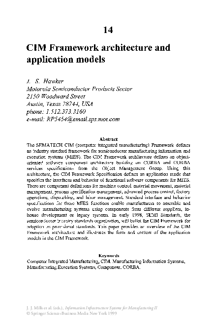 (PDF) CIM Framework architecture and application models