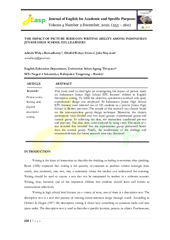 (PDF) The Impact of Picture Series on Writing Ability Among Indonesian ...