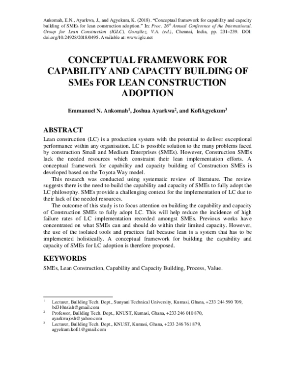 (PDF) Conceptual Framework for Capability and Capacity Building of SMEs ...