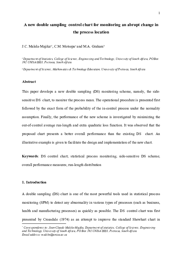(PDF) A new double sampling X¯ control chart for monitoring an abrupt ...
