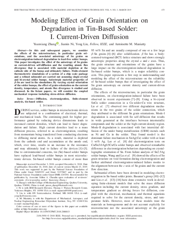 (PDF) Modeling Effect of Grain Orientation on Degradation in Tin-Based ...