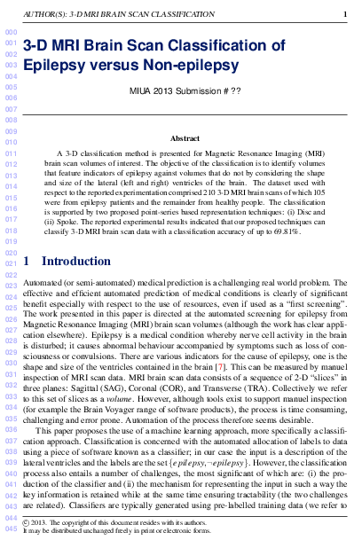 (PDF) 3-D MRI Brain Scan Classification of Epilepsy versus Non-epilepsy
