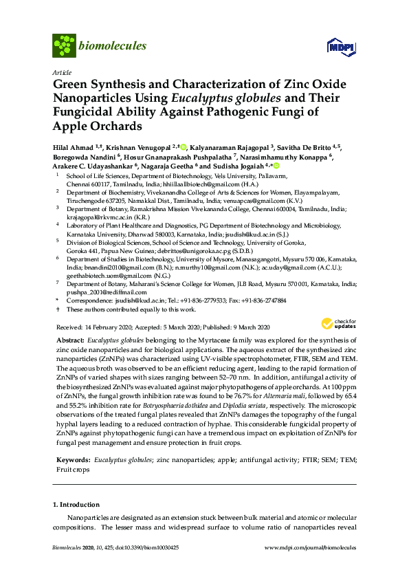(PDF) Green Synthesis and Characterization of Zinc Oxide Nanoparticles ...