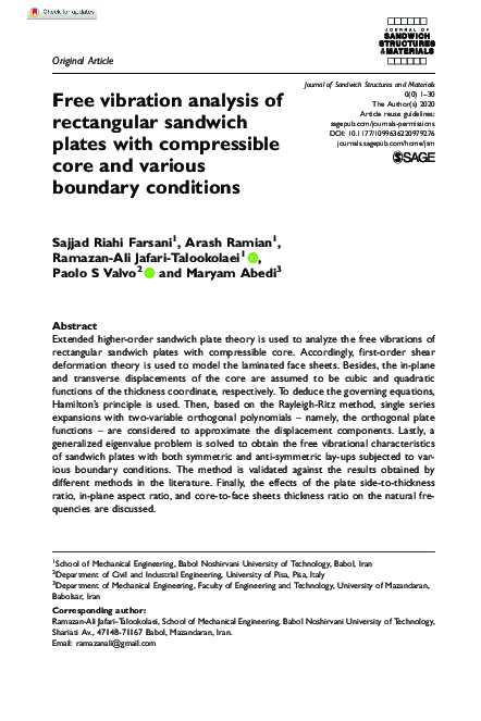 (PDF) Free vibration analysis of rectangular sandwich plates with ...
