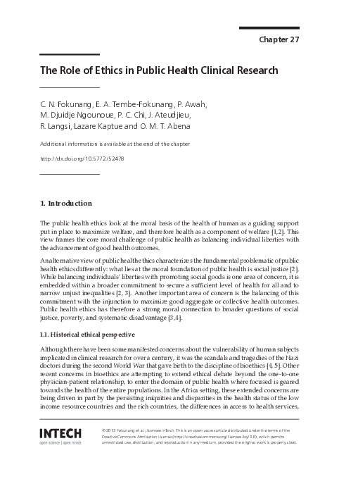 (PDF) The Role of Ethics in Public Health Clinical Research