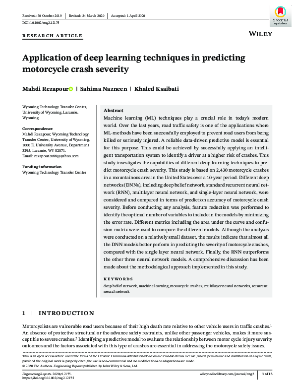 (PDF) Application of deep learning techniques in predicting motorcycle ...