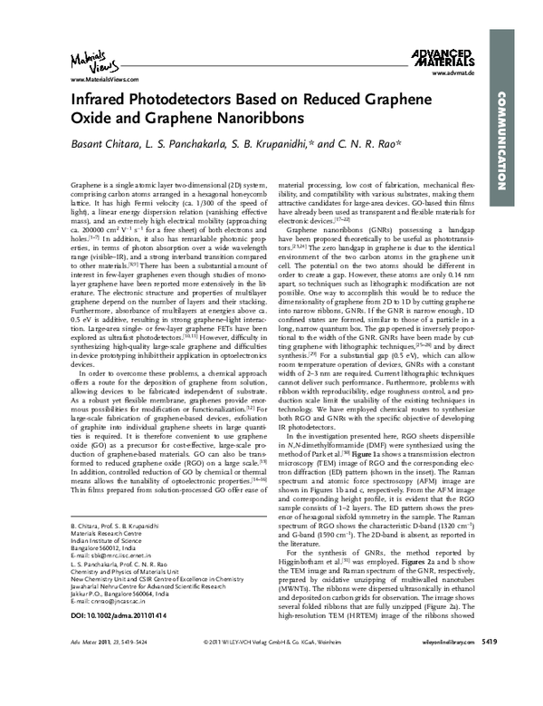 (PDF) Infrared photodetectors based on reduced graphene oxide ...