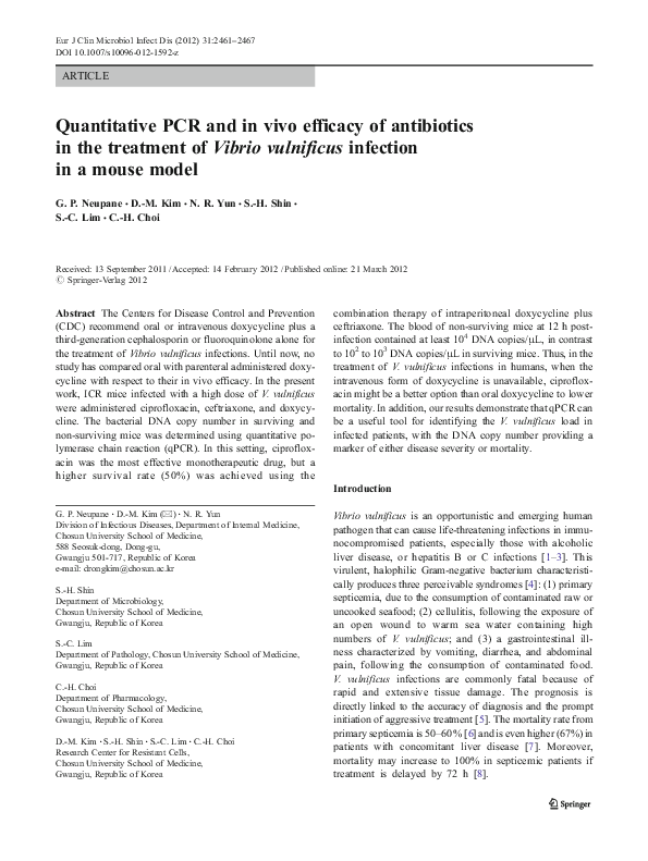 (PDF) Quantitative PCR and in vivo efficacy of antibiotics in the ...