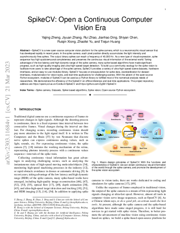 (PDF) SpikeCV: Open a Continuous Computer Vision Era