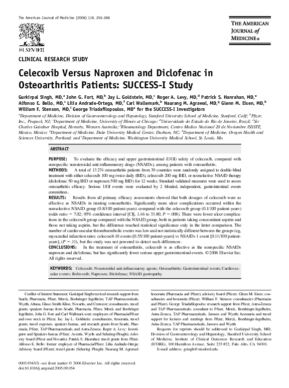 (PDF) Celecoxib Versus Naproxen and Diclofenac in Osteoarthritis ...