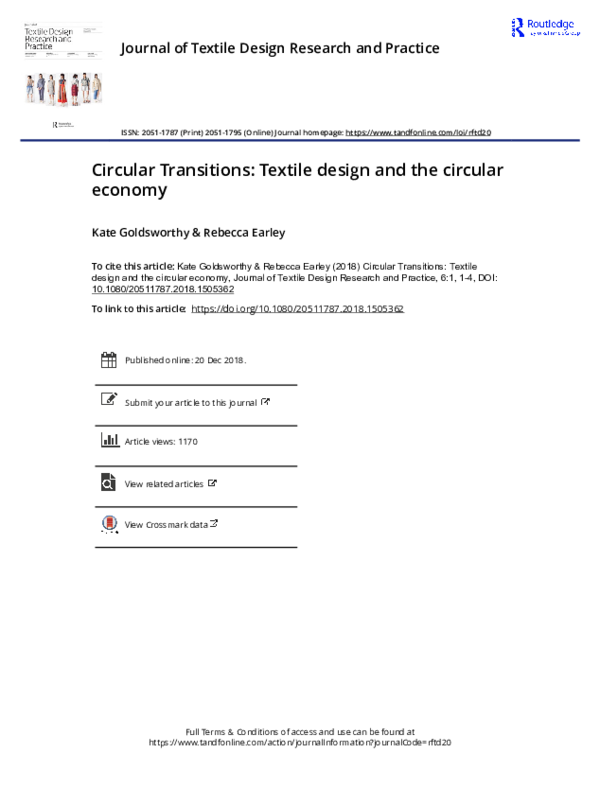 (PDF) Circular Transitions: Textile design and the circular economy