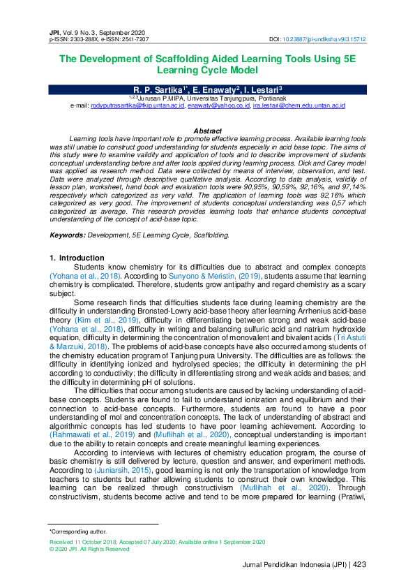 (PDF) The Development of Scaffolding Aided Learning Tools Using 5E ...