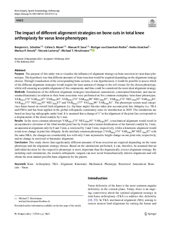 (PDF) The impact of different alignment strategies on bone cuts in ...