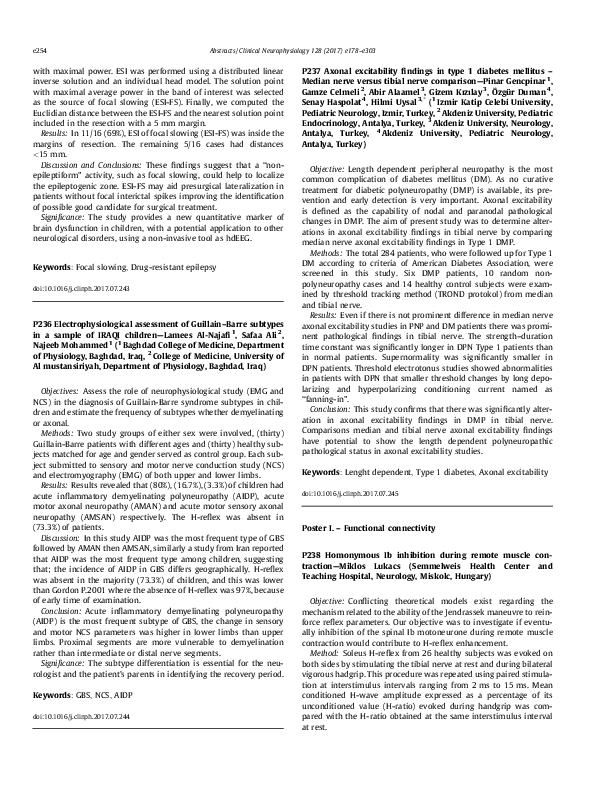 (PDF) P237 Axonal excitability findings in type 1 diabetes mellitus ...