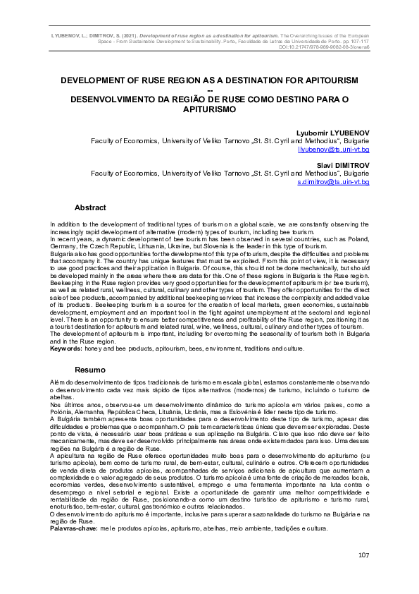 (PDF) Development of Ruse Region as a destination for apitourism