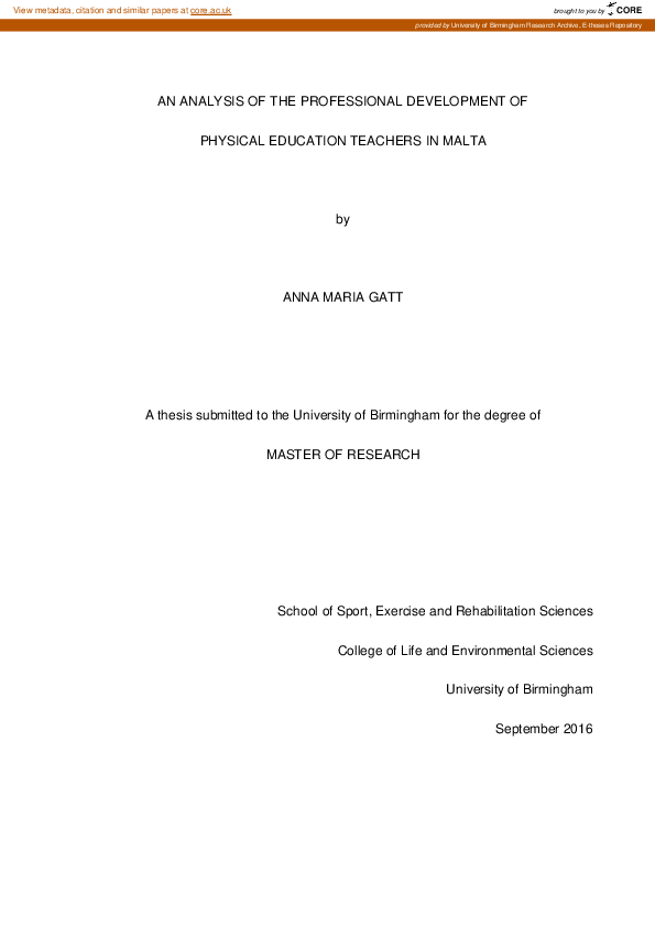 (PDF) An analysis of the professional development of physical education ...