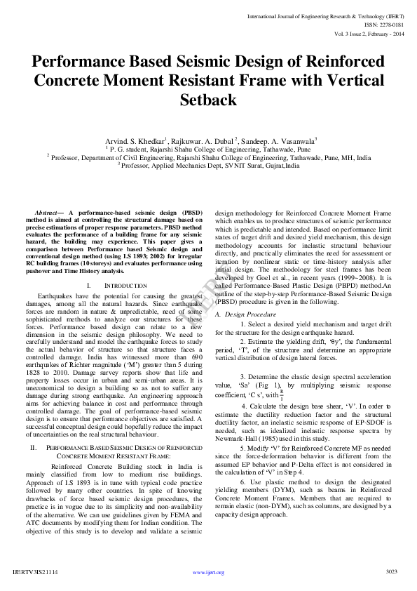 (PDF) Performance Based Seismic Design Of Reinforced Concrete Moment ...