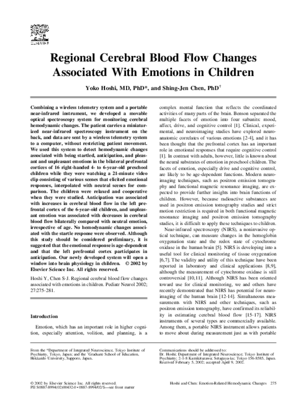 (PDF) Regional cerebral blood flow changes associated with emotions in ...