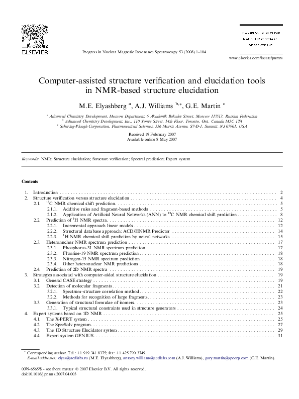 (PDF) Computer-assisted structure verification and elucidation tools in ...