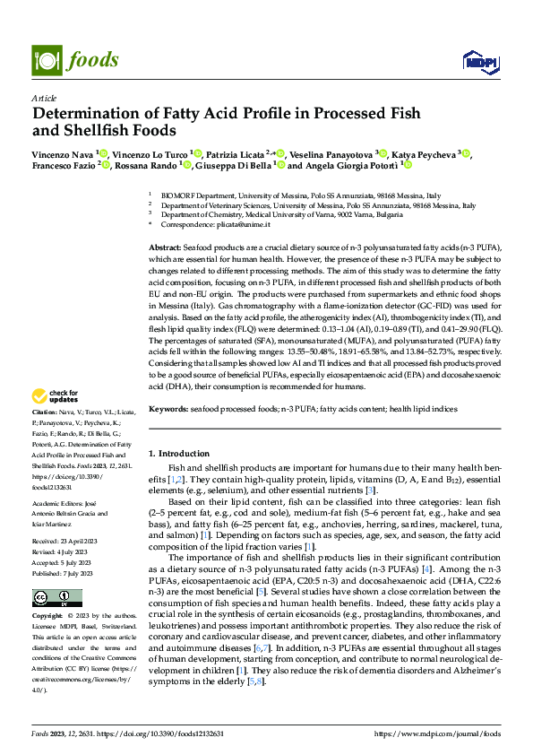 (PDF) Determination of Fatty Acid Profile in Processed Fish and ...