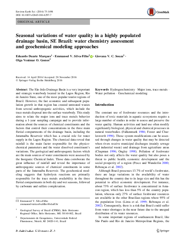 (PDF) Seasonal variations of water quality in a highly populated ...