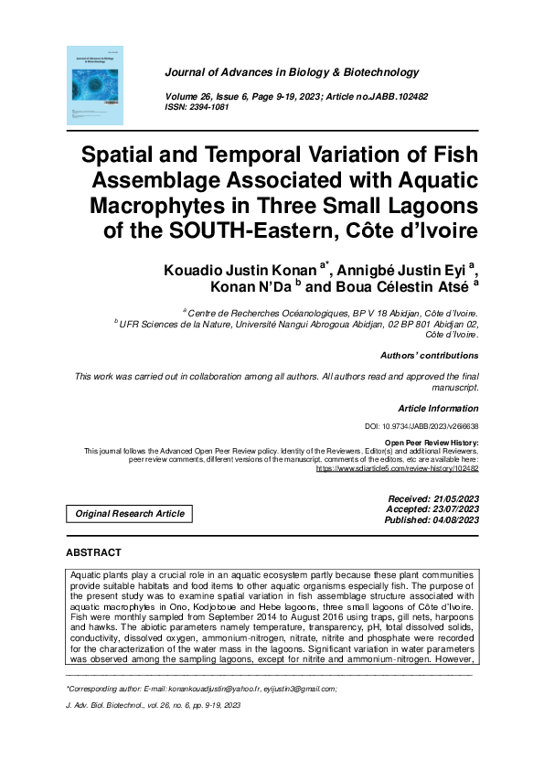 (PDF) Spatial and Temporal Variation of Fish Assemblage Associated with ...