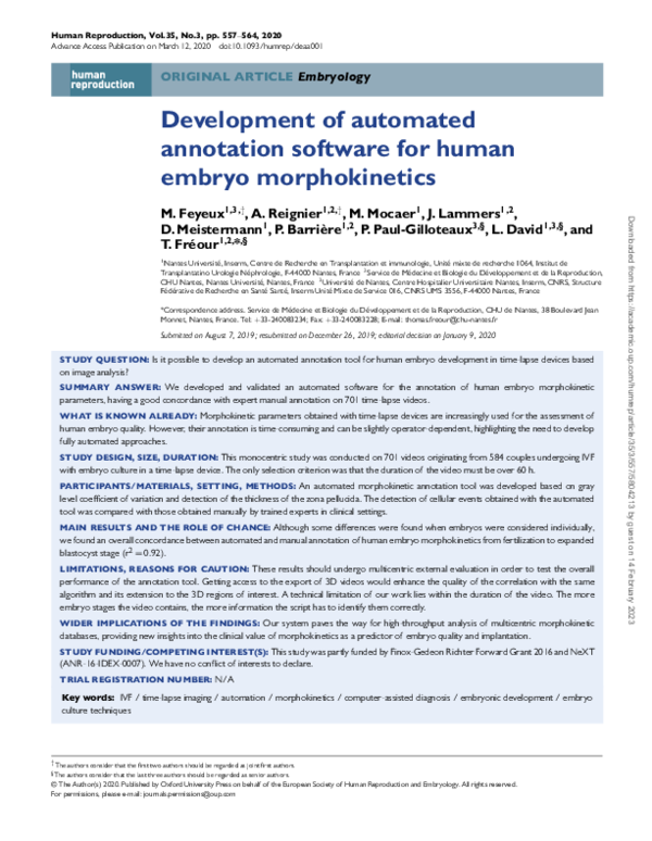 (PDF) Development of automated annotation software for human embryo ...