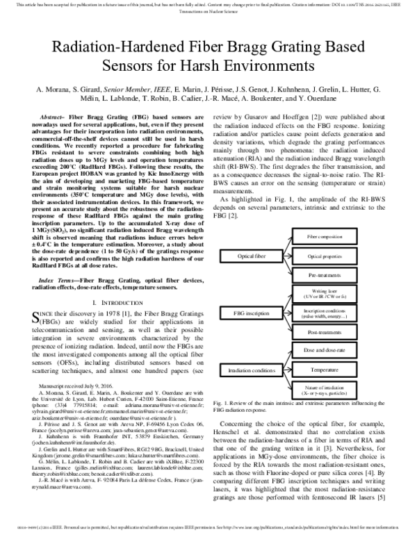 (PDF) Radiation-Hardened Fiber Bragg Grating Based Sensors for Harsh ...