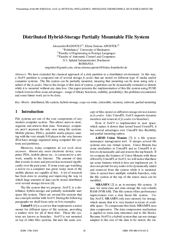 (PDF) Distributed hybrid-storage partially mountable file system