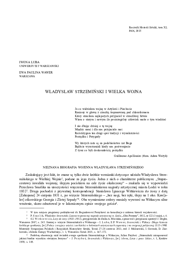 (PDF) Władysław Strzemiński i Wielka Wojna