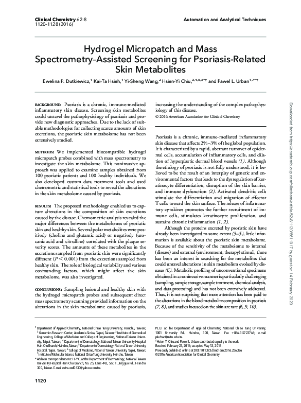 (PDF) Hydrogel Micropatch and Mass Spectrometry-Assisted Screening for ...
