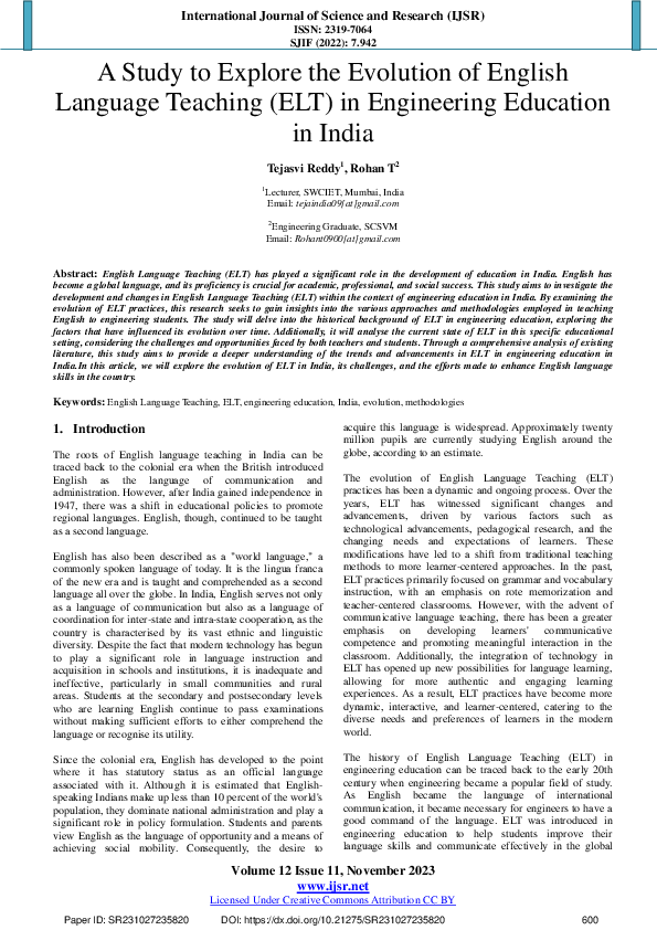 (PDF) A Study to Explore the Evolution of English Language Teaching ...
