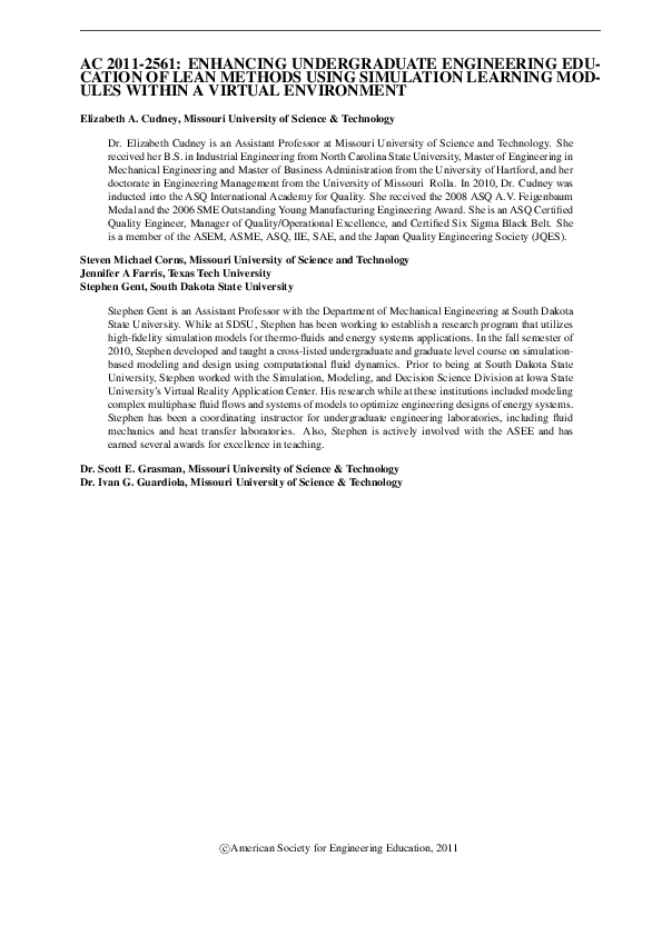 (PDF) Ac 2011-2561: Enhancing Undergraduate Engineering Edu- Cation of ...