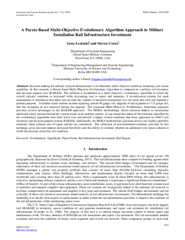 (PDF) A Pareto Based Multi-Objective Evolutionary Algorithm Approach to ...