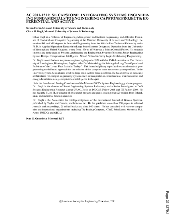 (PDF) Ac 2011-1211: Se Capstone: Integrating Systems Engineer ...