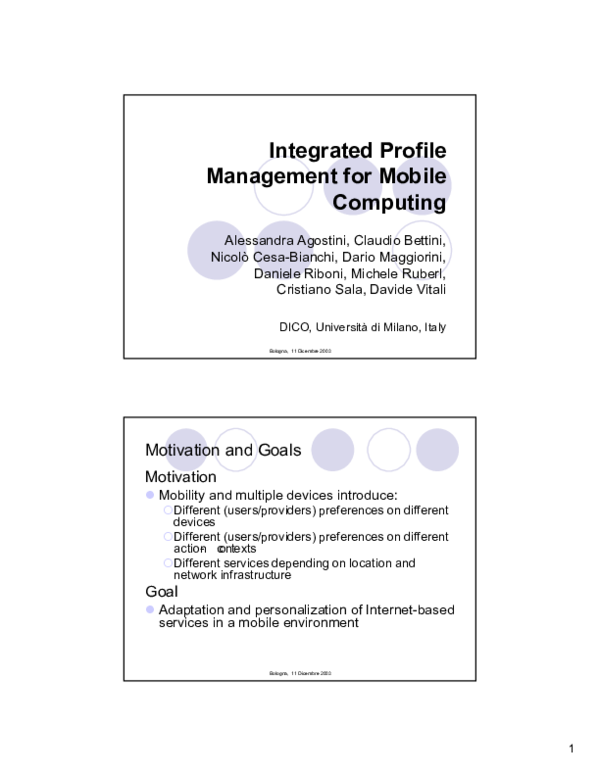 (PDF) Integrated Profile Management for Mobile Computing