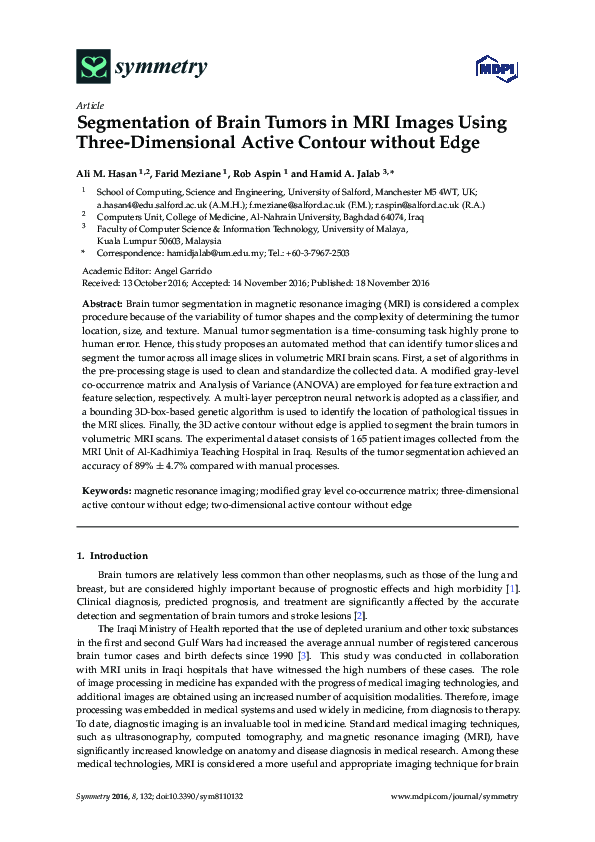 (PDF) Segmentation of Brain Tumors in MRI Images Using Three ...