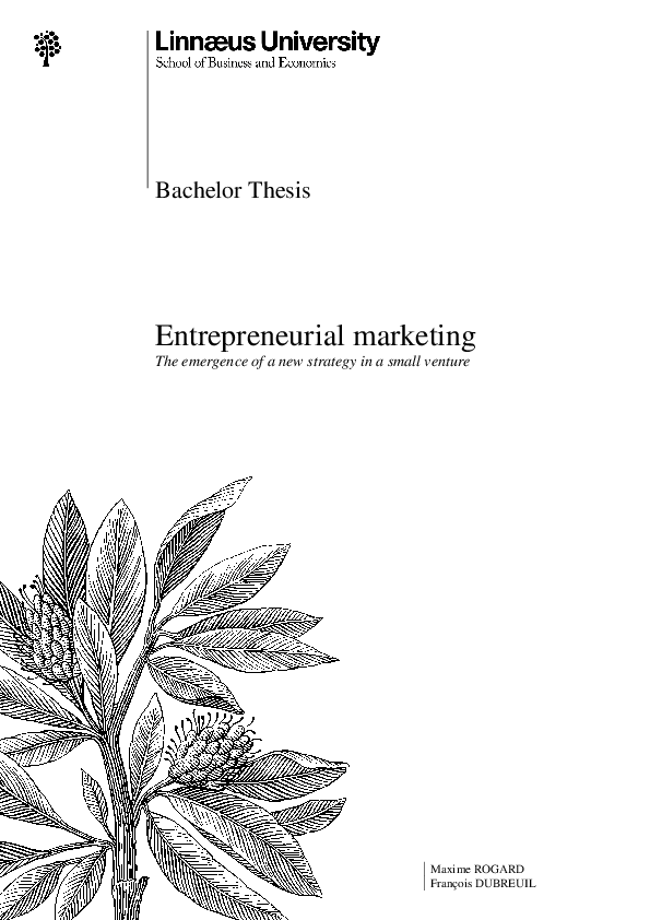 (PDF) Entrepreneurial Marketing : The emergence of a new strategy in a ...