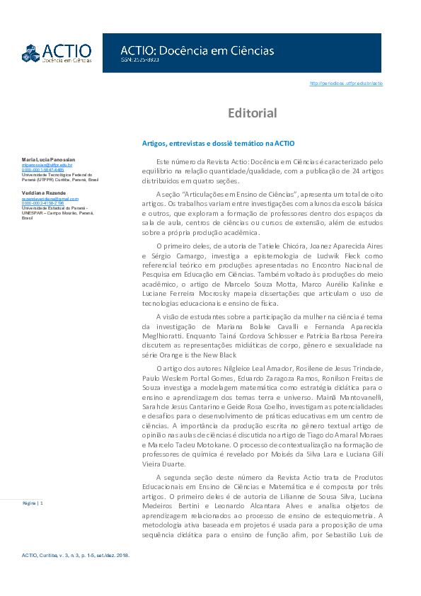 (PDF) Artigos, entrevistas e dossiê temático na ACTIO | Maria Lucia ...