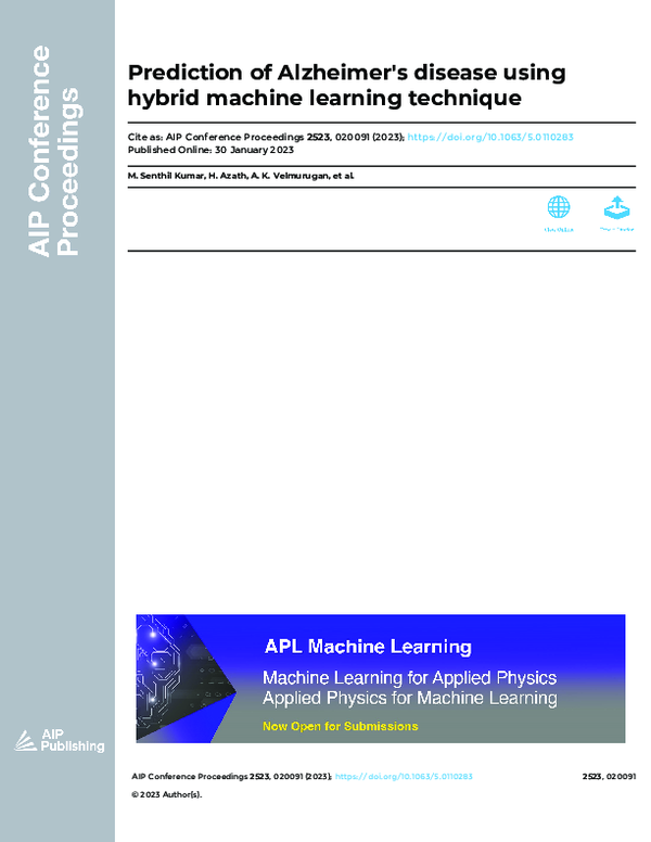(PDF) Prediction of Alzheimer's disease using hybrid machine learning ...