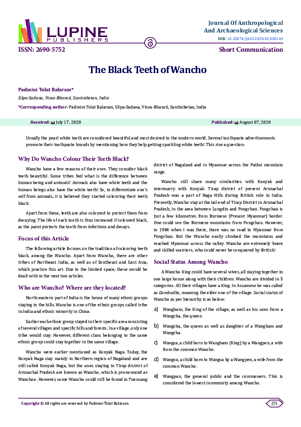 (PDF) The Black Teeth of Wancho